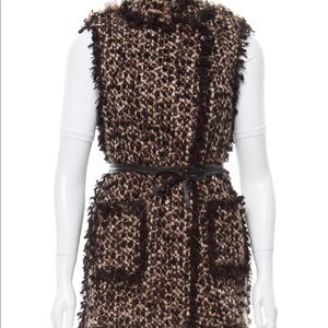 Taupe and black lab in wool vest